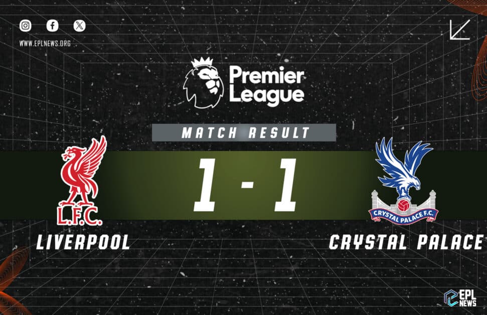 리버풀 vs 크리스털 팰리스 1-1 경기 결과