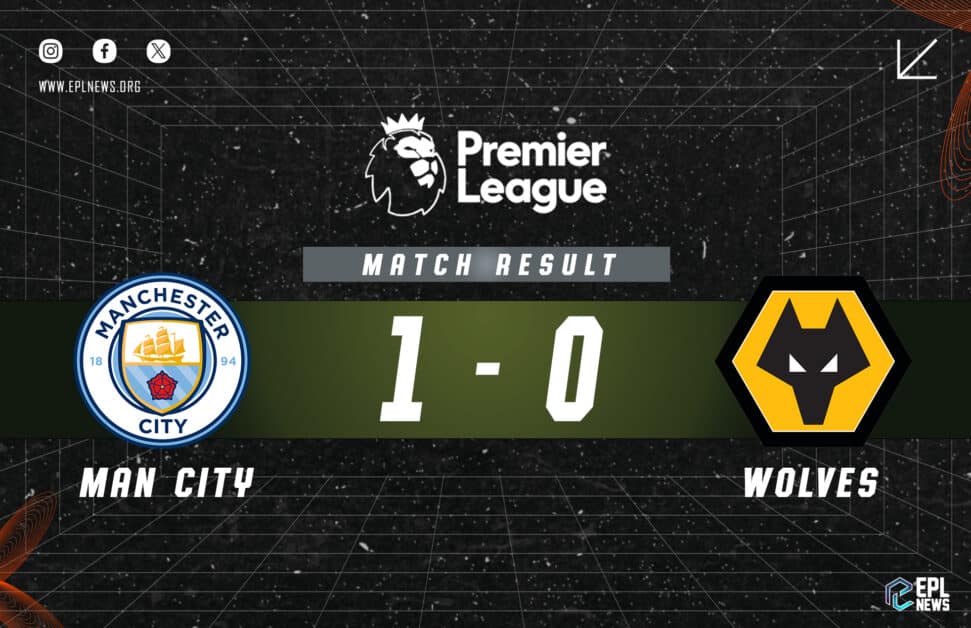 맨체스터 시티 vs 울버햄튼 1-0 경기 결과