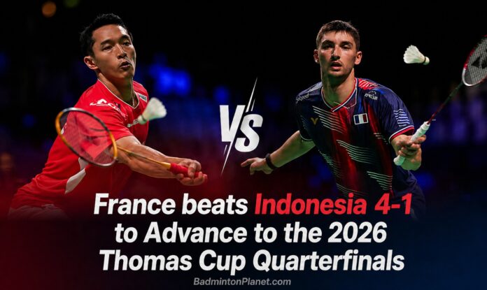 크리스토 포포프는 토마스컵 배드민턴 경기에서 조나탄 크리스티를 21-19, 21-14로 꺾고 프랑스에 선제골을 안겨주었습니다. (사진=AFP)